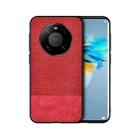 For Huawei Mate 40 Shockproof Splicing PU + Cloth Protective Case(Stitching Red) - 1