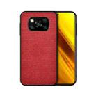 For Xiaomi Poco X3 NFC Shockproof Splicing PU + Cloth Protective Case(Morning Red) - 1