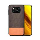 For Xiaomi Poco X3 NFC Shockproof Splicing PU + Cloth Protective Case(Stitching Brown) - 1