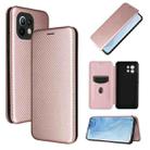 For Xiaomi Mi 11 Carbon Fiber Texture Horizontal Flip TPU + PC + PU Leather Case with Card Slot(Pink) - 1