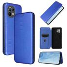 For Xiaomi Mi 11 Carbon Fiber Texture Horizontal Flip TPU + PC + PU Leather Case with Card Slot(Blue) - 1