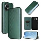 For Xiaomi Mi 11 Carbon Fiber Texture Horizontal Flip TPU + PC + PU Leather Case with Card Slot(Green) - 1
