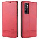 For Xiaomi Mi Note 10 Lite ZNS Magnetic Calf Texture Horizontal Flip Leather Case with Card Slots & Holder & Wallet(Red) - 1