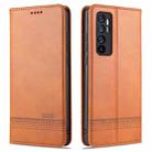 For Xiaomi Mi Note 10 Lite ZNS Magnetic Calf Texture Horizontal Flip Leather Case with Card Slots & Holder & Wallet(Light Brown) - 1
