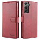 For Samsung Galaxy S21 5G AZNS Calf Texture Horizontal Flip Leather Case with Holder & Card Slots & Wallet & Photo Frame(Red) - 1