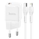 hoco N10 USB Type-C to 8 Pin Starter Single Port PD 20W Charger Set, Specification: EU Plug(White) - 1