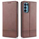 For Oppo Reno5 5G AZNS Magnetic Calf Texture Horizontal Flip Leather Case with Card Slots & Holder & Wallet(Dark Brown) - 1