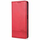 For Xiaomi Redmi Note 9 5G AZNS Magnetic Calf Texture Horizontal Flip Leather Case with Card Slots & Holder & Wallet(Red) - 1