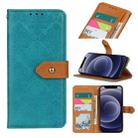 For iPhone 12 mini European Floral Embossed Copper Buckle Horizontal Flip PU Leather Case with Holder & Card Slots & Wallet & Photo Frame (Blue) - 1