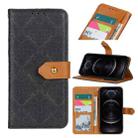 For iPhone 12 / 12 Pro European Floral Embossed Copper Buckle Horizontal Flip PU Leather Case with Holder & Card Slots & Wallet & Photo Frame(Black) - 1
