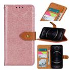 For iPhone 12 / 12 Pro European Floral Embossed Copper Buckle Horizontal Flip PU Leather Case with Holder & Card Slots & Wallet & Photo Frame(Pink) - 1