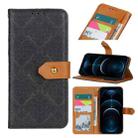 For iPhone 12 Pro Max European Floral Embossed Copper Buckle Horizontal Flip PU Leather Case with Holder & Card Slots & Wallet & Photo Frame(Black) - 1