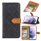 For Samsung Galaxy S21+ 5G European Floral Embossed Copper Buckle Horizontal Flip PU Leather Case with Holder & Card Slots & Wallet & Photo Frame(Black) - 1