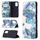 For Xiaomi Poco M3 Colored Drawing Pattern Invisible Magnetic Horizontal Flip PU Leather Case with Holder & Card Slots & Wallet(Blue Leaf) - 1