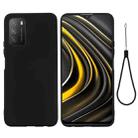 For Xiaomi Poco M3 Pure Color Liquid Silicone Shockproof Full Coverage Case(Black) - 1