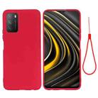 For Xiaomi Poco M3 Pure Color Liquid Silicone Shockproof Full Coverage Case(Red) - 1