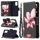 For Xiaomi Poco M3 Colored Drawing Pattern Zipper Horizontal Flip Leather Case with Holder & Card Slots & Wallet(Lotus) - 1