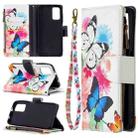 For Xiaomi Poco M3 Colored Drawing Pattern Zipper Horizontal Flip Leather Case with Holder & Card Slots & Wallet(Two Butterflies) - 1