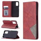 For Xiaomi Poco M3 Prismatic Invisible Magnetic Horizontal Flip Leather Case with Holder & Card Slots & Photo Frame(Red) - 1