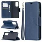 For Samsung Galaxy A52 5G Retro Lambskin Texture Pure Color Horizontal Flip PU Leather Case with Holder & Card Slots & Wallet & Lanyard(Blue) - 1
