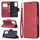 For Samsung Galaxy A52 5G Retro Lambskin Texture Pure Color Horizontal Flip PU Leather Case with Holder & Card Slots & Wallet & Lanyard(Red) - 1