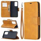 For Samsung Galaxy A52 5G Retro Lambskin Texture Pure Color Horizontal Flip PU Leather Case with Holder & Card Slots & Wallet & Lanyard(Yellow) - 1