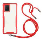 For Samsung Galaxy A02s Acrylic + Color TPU Shockproof Case with Neck Lanyard(Red) - 1