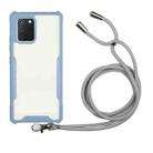 For Samsung Galaxy A02s Acrylic + Color TPU Shockproof Case with Neck Lanyard(Milk Grey) - 1