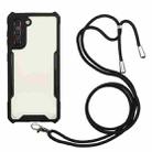 For Samsung Galaxy S21 5G Acrylic + Color TPU Shockproof Case with Neck Lanyard(Black) - 1