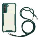 For Samsung Galaxy S21 5G Acrylic + Color TPU Shockproof Case with Neck Lanyard(Dark Green) - 1