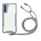 For Samsung Galaxy S21 5G Acrylic + Color TPU Shockproof Case with Neck Lanyard(Milk Grey) - 1