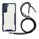 For Samsung Galaxy S21 5G Acrylic + Color TPU Shockproof Case with Neck Lanyard(Dark Blue) - 1