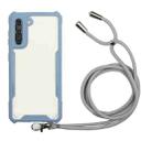 For Samsung Galaxy S21+ 5G Acrylic + Color TPU Shockproof Case with Neck Lanyard(Milk Grey) - 1