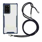 For Samsung Galaxy S21 Ultra 5G Acrylic + Color TPU Shockproof Case with Neck Lanyard(Dark Blue) - 1