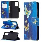 For Samsung Galaxy A72 5G / 4G Colored Drawing Pattern Horizontal Flip Leather Case with Holder & Card Slots & Wallet(Blue Butterfly) - 1