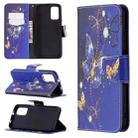 For Xiaomi Poco M3 Colored Drawing Pattern Horizontal Flip Leather Case with Holder & Card Slots & Wallet(Purple Butterfly) - 1