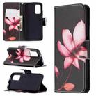 For Xiaomi Poco M3 Colored Drawing Pattern Horizontal Flip Leather Case with Holder & Card Slots & Wallet(Lotus) - 1