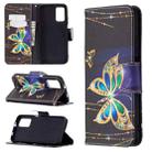 For Xiaomi Poco M3 Colored Drawing Pattern Horizontal Flip Leather Case with Holder & Card Slots & Wallet(Golden Butterfly) - 1