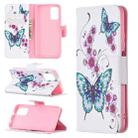 For Xiaomi Poco M3 Colored Drawing Pattern Horizontal Flip Leather Case with Holder & Card Slots & Wallet(Two Butterflies) - 1