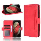 For Samsung Galaxy S21 Ultra 5G Skin Feel Calf Pattern Horizontal Flip Leather Case with Holder & Card Slots & Photo Frame(Red) - 1