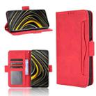 For Xiaomi Poco M3 Skin Feel Calf Pattern Horizontal Flip Leather Case with Holder & Card Slots & Photo Frame(Red) - 1