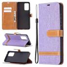 For Samsung Galaxy A72 5G / 4G Color Matching Denim Texture Horizontal Flip Leather Case with Holder & Card Slots & Wallet & Lanyard(Purple) - 1