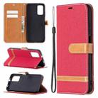 For Xiaomi Poco M3 Color Matching Denim Texture Horizontal Flip Leather Case with Holder & Card Slots & Wallet & Lanyard(Red) - 1