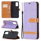 For Xiaomi Poco M3 Color Matching Denim Texture Horizontal Flip Leather Case with Holder & Card Slots & Wallet & Lanyard(Purple) - 1