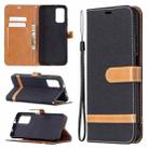 For Xiaomi Poco M3 Color Matching Denim Texture Horizontal Flip Leather Case with Holder & Card Slots & Wallet & Lanyard(Black) - 1
