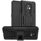 For Motorola Moto E7 Tire Texture Shockproof TPU+PC Protective Case with Holder(Black) - 1