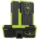 For Motorola Moto E7 Tire Texture Shockproof TPU+PC Protective Case with Holder(Green) - 1