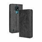 For Motorola Moto E7 Magnetic Buckle Retro Crazy Horse Texture Horizontal Flip Leather Case with Holder & Card Slots & Photo Frame(Black) - 1