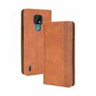 For Motorola Moto E7 Magnetic Buckle Retro Crazy Horse Texture Horizontal Flip Leather Case with Holder & Card Slots & Photo Frame(Brown) - 1