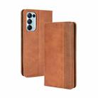 For OPPO Reno5 5G Magnetic Buckle Retro Crazy Horse Texture Horizontal Flip Leather Case with Holder & Card Slots & Photo Frame(Brown) - 1